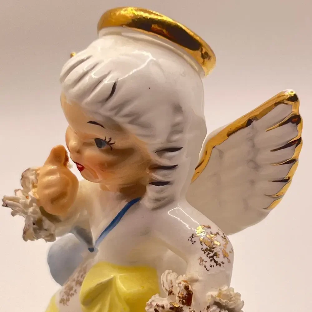 Vintage Napco Japan January Birthday Angel Time Figurine Girl New Years A1361